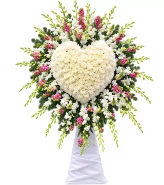 Kệ hoa viếng trái tim trắng
