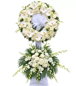 Kệ vòng hoa viếng hồng trắng